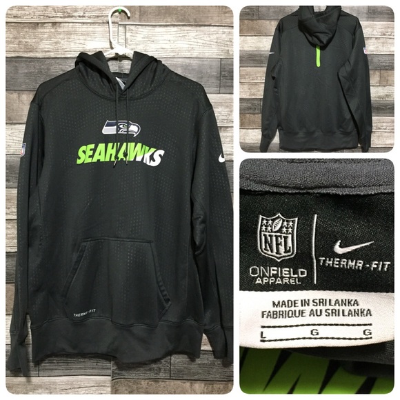 Nike On Field Thermafit Seattle Seahawks Hoodie Men’s L Gray Pullover Fleece - Picture 1 of 8